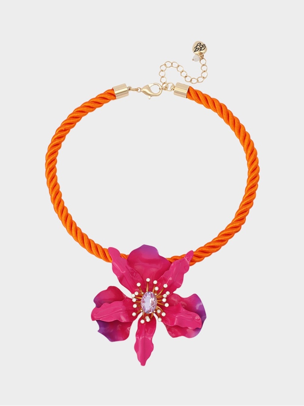 Betsey Johnson ORCHID SHORT PENDANT NECKLACE PINK